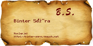 Binter Sára névjegykártya